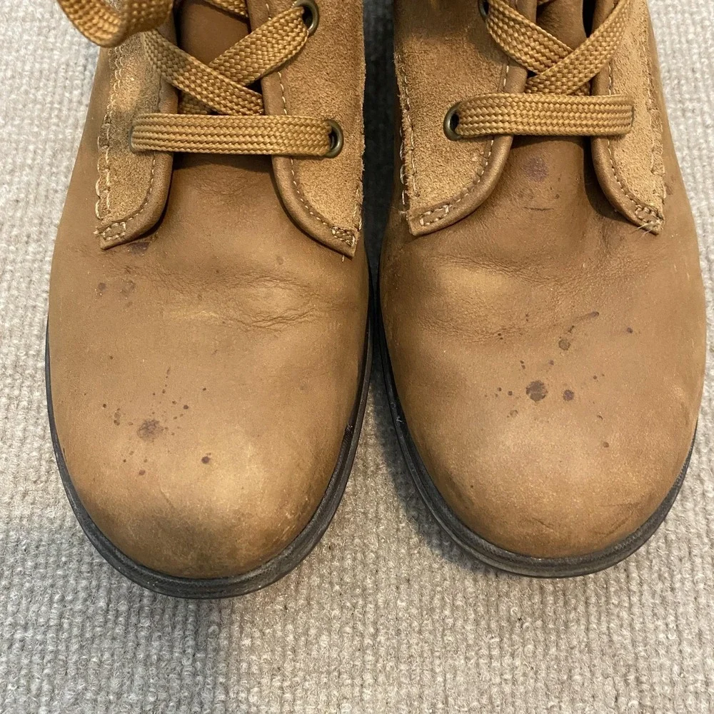 UGG Boots Womens Size 10 Brown Leather Fleece Lined Ankle Combat Zip Lace‎ Up